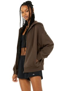 Alo Yoga Hype Full Zip Hoodie Kaffee | IPOYBRV-39