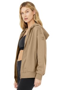 Alo Yoga Hype Full Zip Hoodie Khaki | EFGBSWO-13
