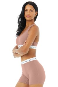 Alo Yoga Icon Gerippt Henley BHs Helllila | HTJSDMV-29