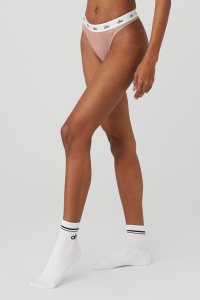 Alo Yoga Icon High-Cut Tanga Unterwäsche Helllila | CWXDOGL-64