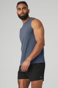 Alo Yoga Idol Performance Muskelshirt Navy Blau | EIFDRHU-86