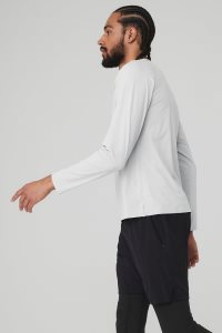 Alo Yoga Idol Performance Tee Long Sleeve Silber | UWLJYAG-71