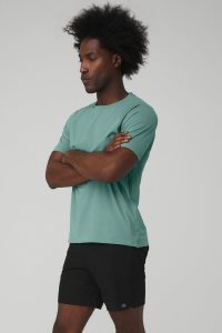 Alo Yoga Idol Performance Tee Short Sleeve Blau | IBPNRAT-56