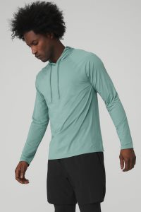Alo Yoga Idol Runner Hoodie Blau | BNJZEQU-89