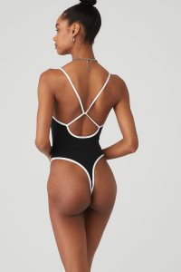 Alo Yoga Ivy League Bodys Schwarz Weiß | JRPEGXL-52