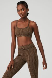 Alo Yoga Jacquard Glenplaid Gratitude BHs Braun Schwarz | MGUWHXR-35