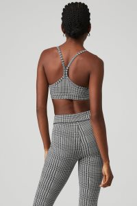 Alo Yoga Jacquard Glenplaid Gratitude BHs Silber Schwarz | MHFPODI-53