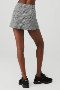 Alo Yoga Jacquard Glenplaid Tennis Skirt Röcke Silber Schwarz | CIXKSFW-74