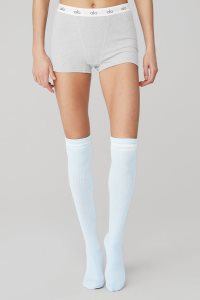 Alo Yoga Knee-High Throwback Socken Blau Weiß | JDRUCKN-79