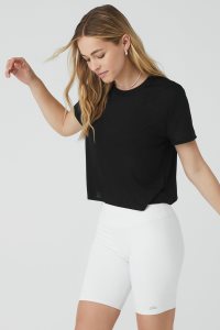 Alo Yoga Laid Back Tee Short Sleeve Schwarz | RMFNEAU-59