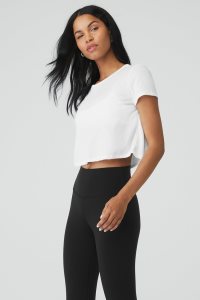 Alo Yoga Laid Back Tee Short Sleeve Weiß | HKXQUNG-40