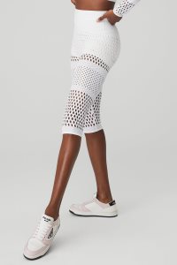 Alo Yoga Mesh High-Taille Haute Summer Capri Leggings Weiß | WYUSDMQ-71