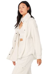 Alo Yoga Micro Envy Shacket Fleecejacken Weiß | FNTHPBM-42