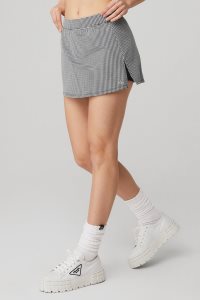 Alo Yoga Micro Houndstooth Tennis Skirt Röcke Schwarz Weiß | KPICYHF-74