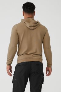 Alo Yoga Micro Waffle Fast Break Hoodie Khaki | BPCLSWK-76
