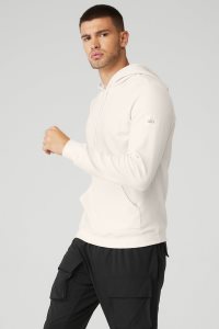 Alo Yoga Micro Waffle Fast Break Hoodie Weiß | ENRQCMH-01