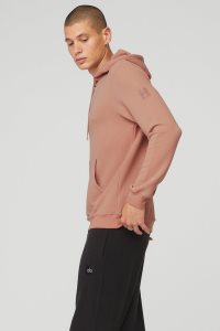 Alo Yoga Micro Waffle Fast Break Hoodie Rosa | WOXDLCB-61