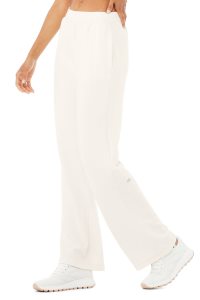 Alo Yoga Micro Waffle High-Taille Pleasant Weite Leg Pant Sporthosen Weiß | HIABGLC-73