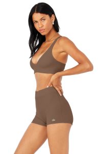 Alo Yoga Micro Waffle Pleasant BHs Kaffee | QUJCFKL-80