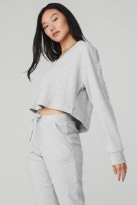 Alo Yoga Muse V-Neck Long Sleeve Grau | QWBPCMG-78
