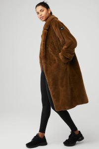 Alo Yoga Oversized Faux Fur Trench Fleecejacken Schokolade | IRVSHOM-83