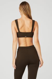 Alo Yoga Pinstripe Jacquard Captivate BHs Schwarz | LKQJUEF-10