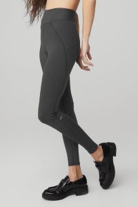 Alo Yoga Pinstripe Jacquard Extreme High-Taille Leggings Dunkelgrau Schwarz | SPVKRAH-35