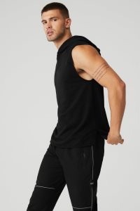 Alo Yoga Qualifier Ärmellose Hoodie Schwarz | GXLQWUD-03