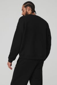 Alo Yoga Renown Heavy Weight Crew Neck Hoodie Schwarz | BMNSDWY-21