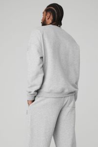 Alo Yoga Renown Heavy Weight Crew Neck Hoodie Grau | POMXKJQ-34