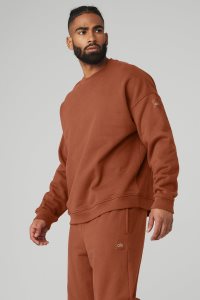 Alo Yoga Renown Heavy Weight Crew Neck Hoodie Rot | WVAGLPC-31