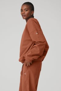 Alo Yoga Renown Heavy Weight Crew Neck Long Sleeve Rot | JNOQAIC-08