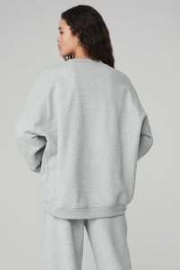 Alo Yoga Renown Heavy Weight Crew Neck Long Sleeve Grau | NDGQLTE-71