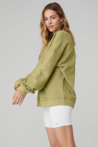 Alo Yoga Renown Heavy Weight Crew Neck Long Sleeve Senfgelb | TWSXGOC-68