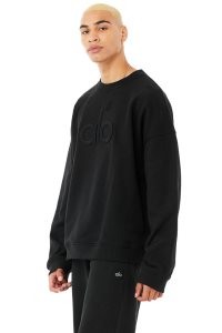 Alo Yoga Renown Heavy Weight Emblem Crew Neck Hoodie Schwarz | YIRBTOP-39