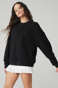 Alo Yoga Renown Heavy Weight Emblem Crew Neck Long Sleeve Schwarz | ZLIOXGC-20