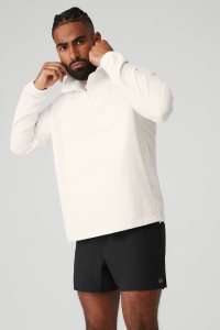 Alo Yoga Ripstop 1/4 Zip On-Set Jacke Weiß | XTMKDOC-07