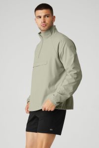 Alo Yoga Ripstop 1/4 Zip On-Set Jacke Zitrone Grün | LIECWOG-65