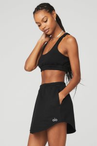 Alo Yoga Scoop Neck Sweatshirt BHs Schwarz | FLKBNGS-65