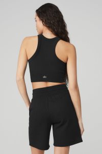 Alo Yoga Seamless Delight High Neck Muskelshirt Schwarz | DQFOPRC-63