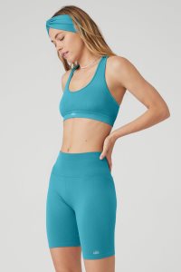 Alo Yoga Seamless Gerippt BHs Blau | KZPOHNA-16