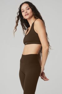 Alo Yoga Seamless Gerippt BHs Kaffee | AUIXPLZ-82