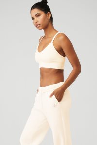 Alo Yoga Seamless Gerippt Low Back BHs Weiß | TIQCHMA-52