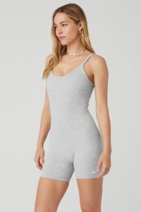 Alo Yoga Seamless Gerippt Mellow Onesie Bodys Grau | SWOBCLN-87
