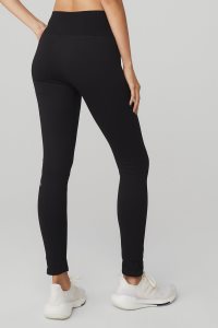 Alo Yoga Seamless High-Taille Gerippt Leggings Schwarz | RYBGLUI-85
