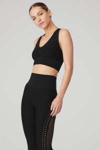 Alo Yoga Seamless Open Air BHs Schwarz | FDWQYUG-46