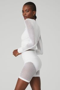 Alo Yoga Seamless Open Air Long Sleeve Weiß | FKHBMOA-53