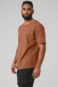 Alo Yoga Society Crewneck Tee Short Sleeve Rot | YBHWORT-23
