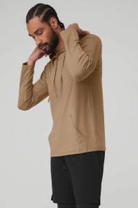 Alo Yoga The Conquer Hoodie Khaki | THUGNXE-78