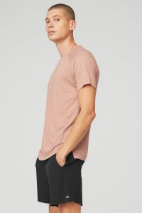 Alo Yoga The Triumph Crew Neck Tee Short Sleeve Rosa | JOSKDMQ-25